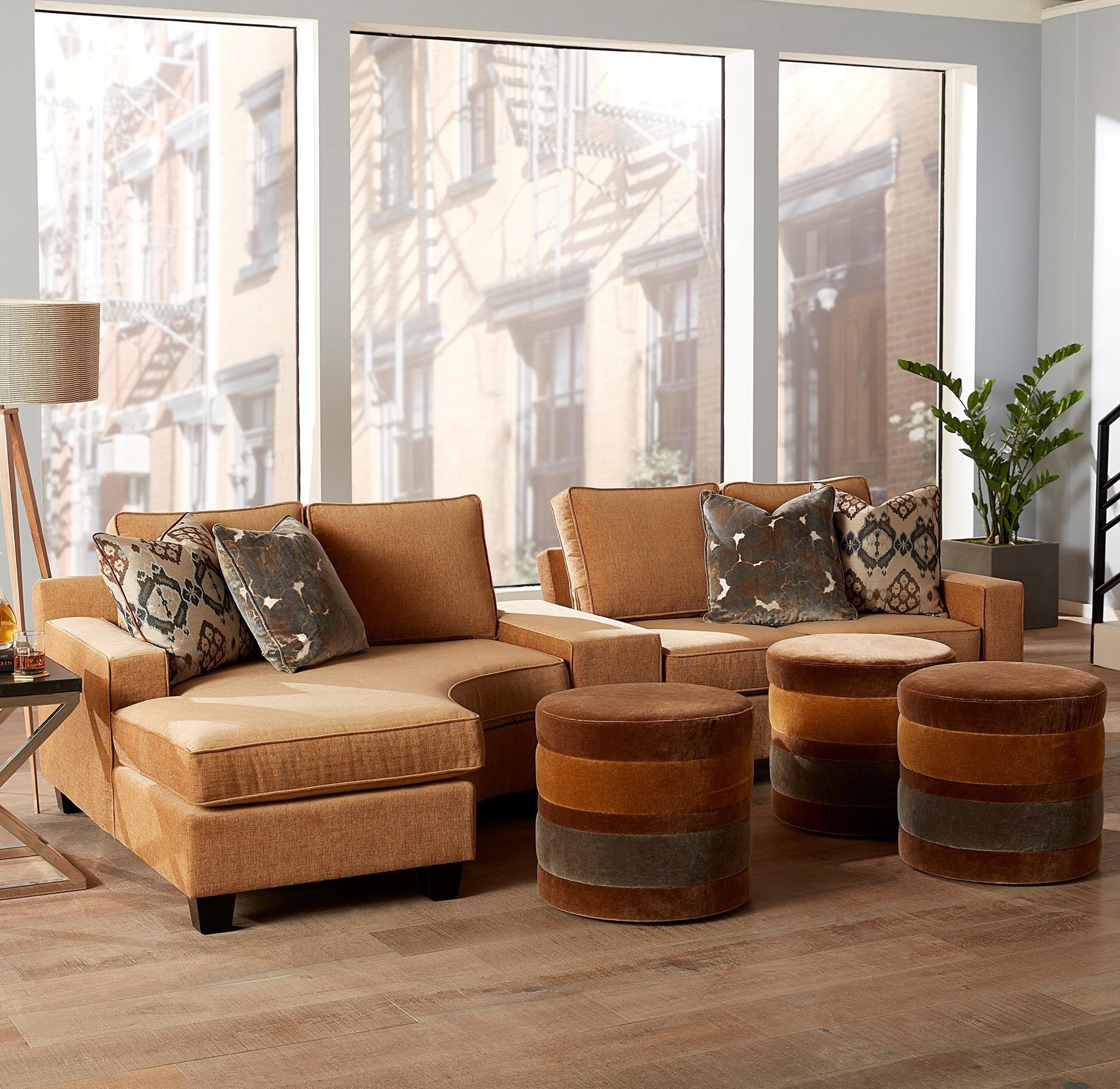 Norwalk Metro 984997+27+56Rust 3Piece Contemporary Arc Sectional Sofa